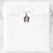 Bernese Mountain Hund mit Party Hat Runder Aufkleber (Tasche)