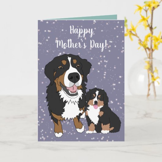 Bernese Mountain Hund Mütter Day Karte (Gelbe Blume)