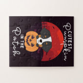Bernese Mountain Hund Niedlicher Pumpkin in Patch  Puzzle (Horizontal)