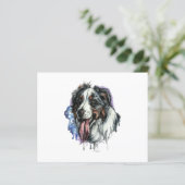 Bernese Mountain Hund Niedliches Gesicht Postkarte (Stehend Vorderseite)