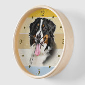 Bernese Mountain Hund Retro Sunset Clock Uhr (Winkel)