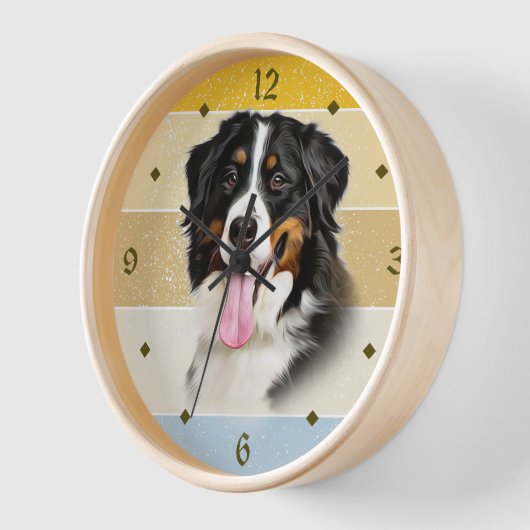 Bernese Mountain Hund Retro Sunset Clock Uhr (Winkel)
