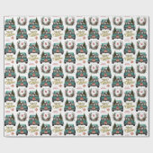 Bernese Mountain Hund Retro Truck Monogramm Geschenkpapier (Flach)