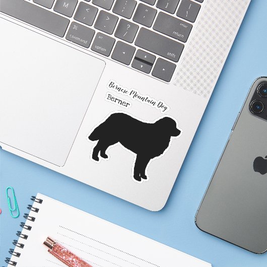 Bernese Mountain Hund Silhouette Sticker (Laptop mit iPhone)