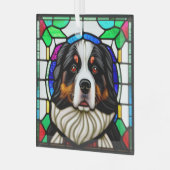 Bernese Mountain Hund "Stains Glass" Ornament Aus Glas (Vorderseite links)