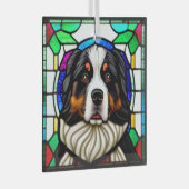 Bernese Mountain Hund "Stains Glass" Ornament Aus Glas (Vorderseite Rechts)