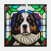 Bernese Mountain Hund "Stains Glass" Ornament Aus Glas (Rückseite)