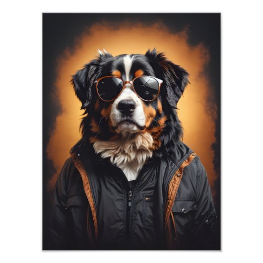 Bernese Mountain Hund tragen Jacket und Sonnenbril Fotodruck (Vorne)