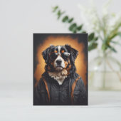 Bernese Mountain Hund tragen Jacket und Sonnenbril Postkarte (Stehend Vorderseite)