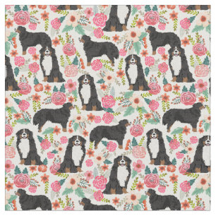 Bernese Mountain Hund Vintage Blumencreme Stoff