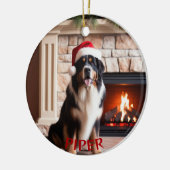 Bernese Mountain Hund Weihnachtsmannmütze Ornament (Links)