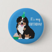 Bernese Mountain Hund Welpe Geburtstag Button (Vorderseite)