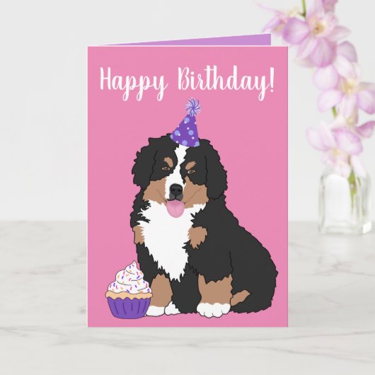 Bernese Mountain Hund Welpe Geburtstag Karte (Orchidee)