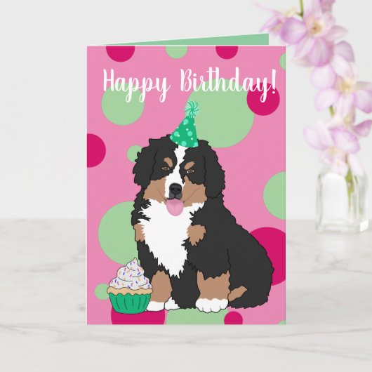 Bernese Mountain Hund Welpe Geburtstag Karte (Orchidee)