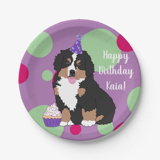 Bernese Mountain Hund Welpe Geburtstag Pappteller (Vorderseite)