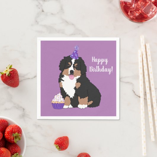 Bernese Mountain Hund Welpe Geburtstag Serviette (Beispiel)