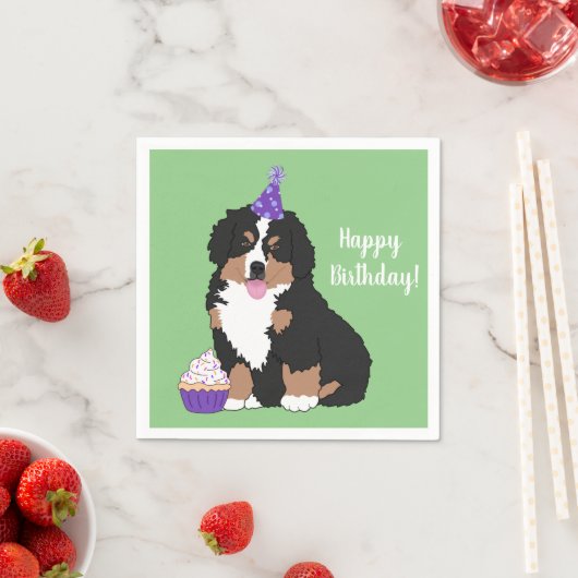 Bernese Mountain Hund Welpe Geburtstag Serviette (Beispiel)