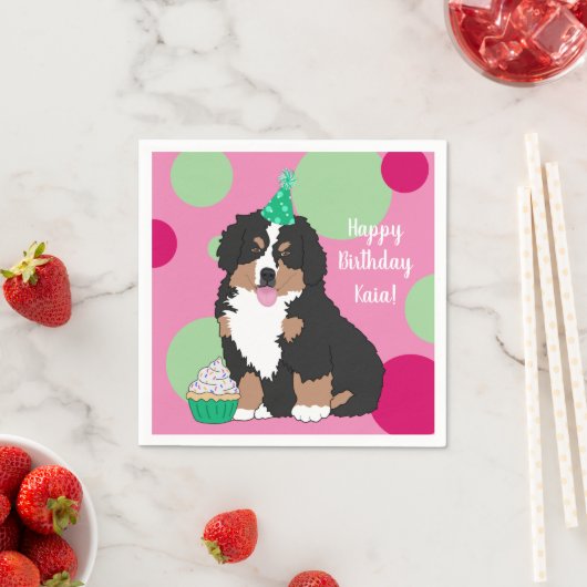 Bernese Mountain Hund Welpe Geburtstag Serviette (Beispiel)
