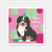 Bernese Mountain Hund Welpe Geburtstag Serviette (Vorderseite)