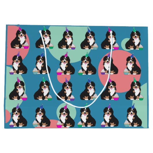 Bernese Mountain Hund Welpe Große Geschenktasche Große Geschenktüte (Rückseite)