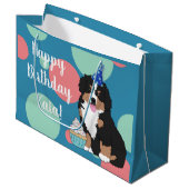 Bernese Mountain Hund Welpe Große Geschenktasche Große Geschenktüte (Vorderseite Schrägansicht)