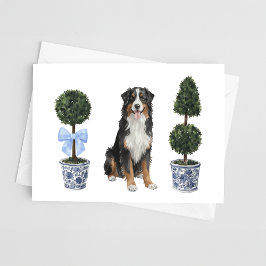 Bernese Mountain Hund Welpe Topiary Watercolor Karte
