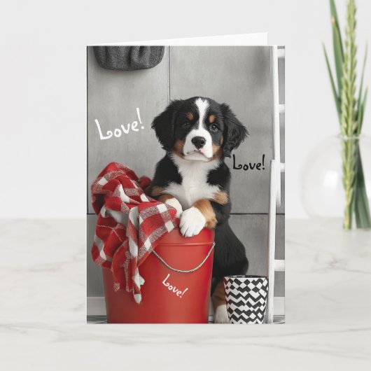 Bernese Mountain Hund Welpe Valentine Card Dankeskarte (Vorderseite)