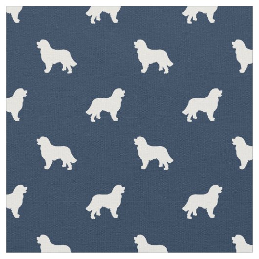 Bernese Mountain Hunde blaue Silhouette Stoff (Nahaufnahme)