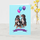 Bernese Mountain Hunde Happy Birthday Grußkarte Karte (Gelbe Blume)