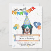 Bernese Mountain Lasse Pawty Dog Birthday Party Einladung (Vorderseite)