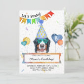 Bernese Mountain Lasse Pawty Dog Birthday Party Einladung (Stehend Vorderseite)