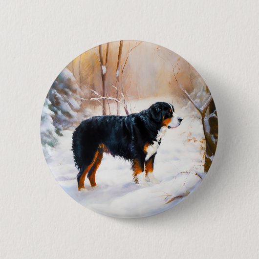 Bernese Mountain Let It Snow Weihnachten Button (Vorderseite)