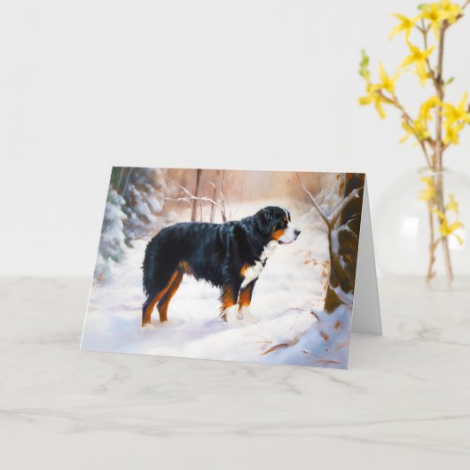 Bernese Mountain Let It Snow Weihnachten Karte (Gelbe Blume)
