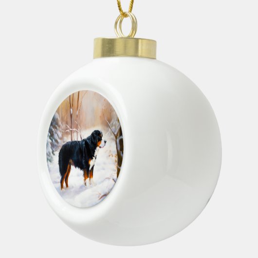 Bernese Mountain Let It Snow Weihnachten Keramik Kugel-Ornament (Rechts)