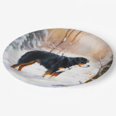 Bernese Mountain Let It Snow Weihnachten Pappteller (Schrägansicht)