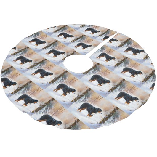 Bernese Mountain Let It Snow Weihnachten Polyester Weihnachtsbaumdecke (Schrägansicht)