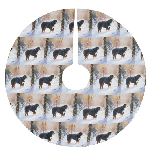 Bernese Mountain Let It Snow Weihnachten Polyester Weihnachtsbaumdecke (Vorderseite)