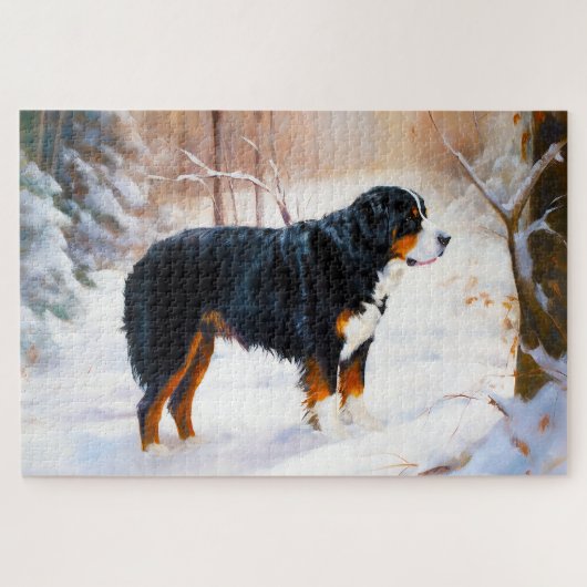 Bernese Mountain Let It Snow Weihnachten Puzzle (Horizontal)