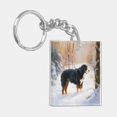 Bernese Mountain Let It Snow Weihnachten Schlüsselanhänger (Vorderseite links)