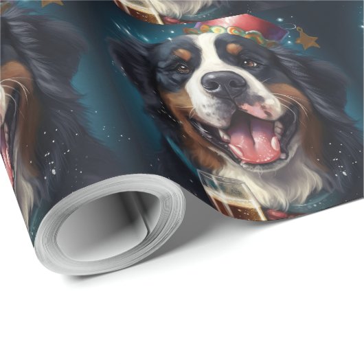 Bernese Mountain New Year Geschenkpapier (Rolleneckpunkt)