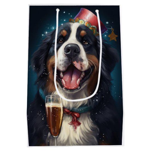 Bernese Mountain New Year Mittlere Geschenktüte (Rückseite)