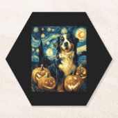 Bernese Mountain Niedlich Hund Halloween Kürbislat Untersetzer (Vorderseite)
