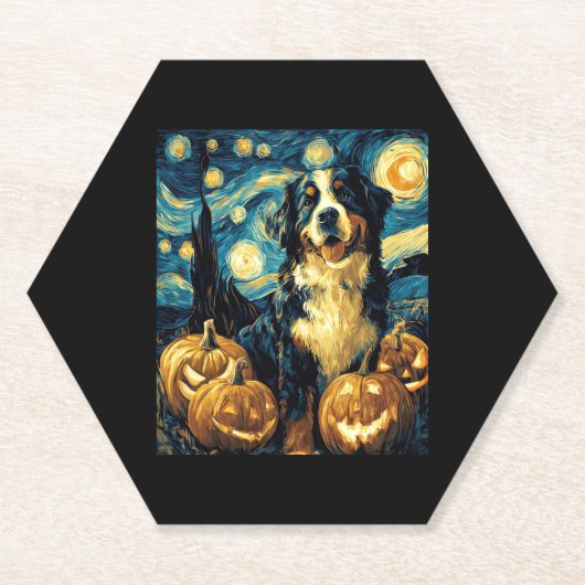Bernese Mountain Niedlich Hund Halloween Kürbislat Untersetzer (Vorderseite)