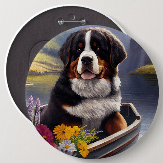 Bernese Mountain on a Paddle: Ein Landschaftliches Button (Vorne & Hinten)