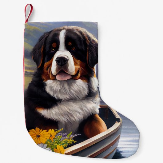 Bernese Mountain on a Paddle: Ein Landschaftliches Kleiner Weihnachtsstrumpf (Vorderseite)