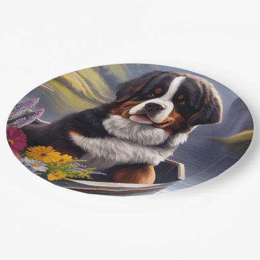 Bernese Mountain on a Paddle: Ein Landschaftliches Pappteller (Schrägansicht)