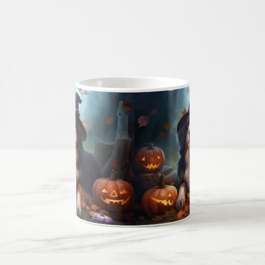 Bernese Mountain Pumpkins Halloween Beängstigend Kaffeetasse (Mittel)