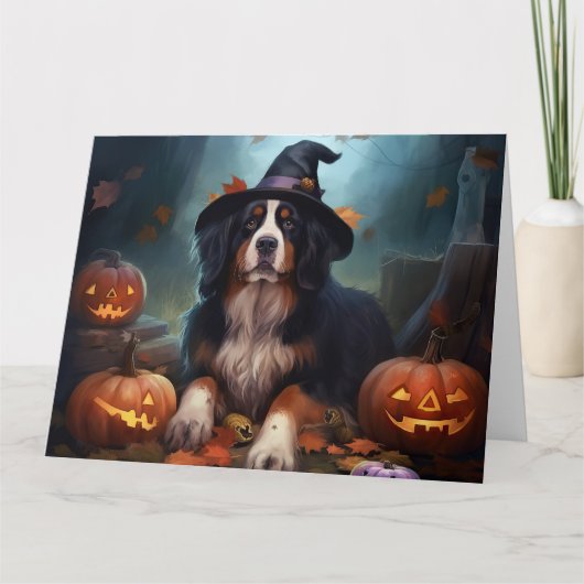 Bernese Mountain Pumpkins Halloween Beängstigend Karte (Vorderseite)