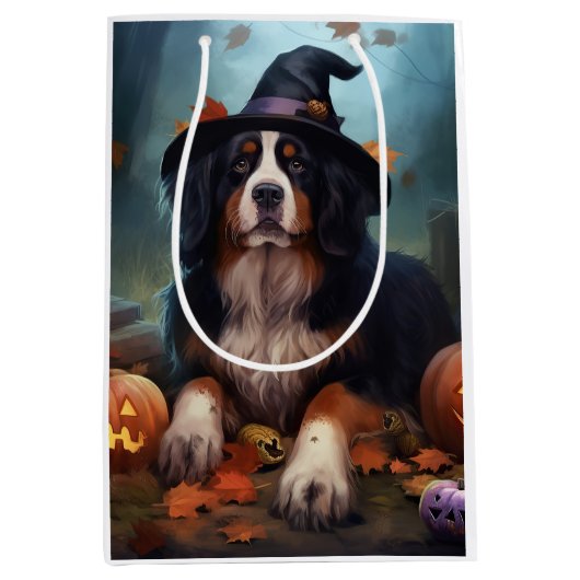 Bernese Mountain Pumpkins Halloween Beängstigend Mittlere Geschenktüte (Vorderseite)