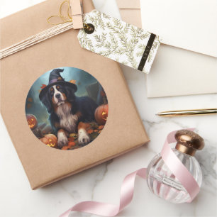 Bernese Mountain Pumpkins Halloween Beängstigend Runder Aufkleber